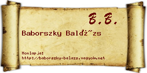 Baborszky Balázs névjegykártya